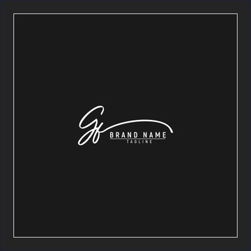 luxury initial GF logo design signature monogram handwriting vector graphic premium illustration