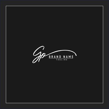 luxury initial GP logo design signature monogram handwriting vector graphic premium illustration