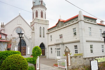 Fototapeta na wymiar Catholic Hakodate Motomachi Church in Hakodate, Hokkaido, Japan - 日本 北海道 函館市 カトリック元町教会