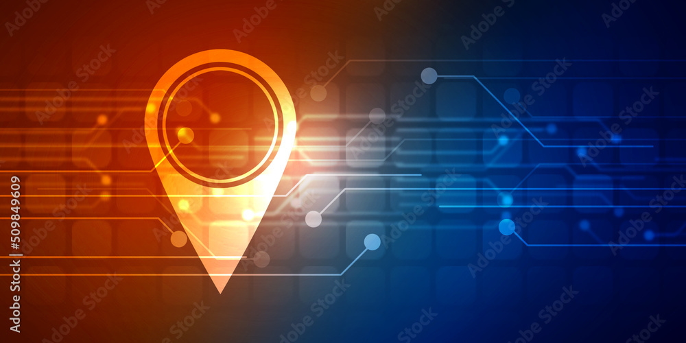 Poster 2d rendering Red map pointer
