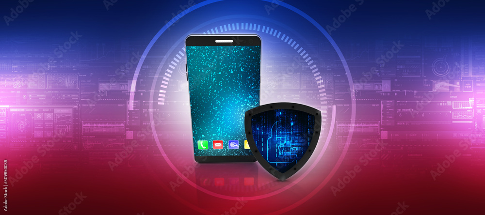 Poster 3d rendering transmitter mobile with shield
