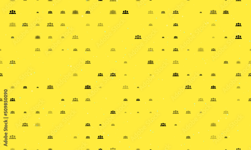 Poster seamless background pattern of evenly spaced black people symbols of different sizes and opacity. ve