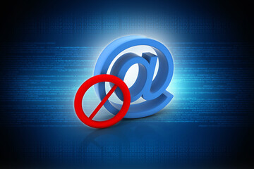 Fototapeta premium 3d illustration protection concept .e mail sign with spam sign 