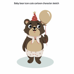 Baby bear icon cute cartoon character sketch