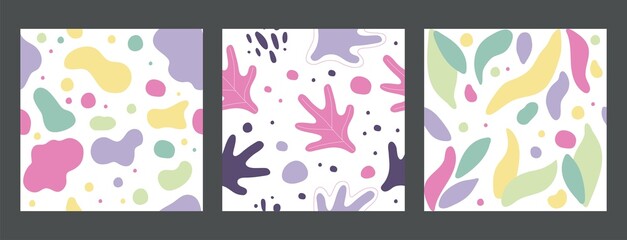 Colorful trendy abstract pattern set. Fashionable template for design. Modern cartoon style