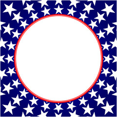 American round frame with stars symbols of the US flag.