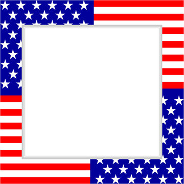 American flag symbols patriotic frame border mockup with empty space for your text or images.