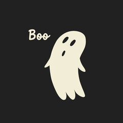 Halloween ghost print boo. Scary design illustration. Doodle hand drawn naive vector minimalism clipart art