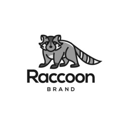 raccoon cartoon logo design. simple animal mascot design in line art style illustration. 