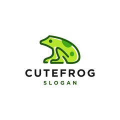 green frog logo design. small frog icon design illustration in trendy line outline style Vector. 