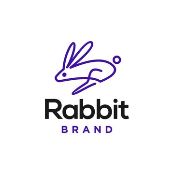 abstract rabbit outline logo icon design. Geometric linear minimalistic line logo icon hare. 