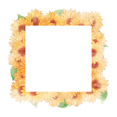 背景素材_水彩風_ひまわり