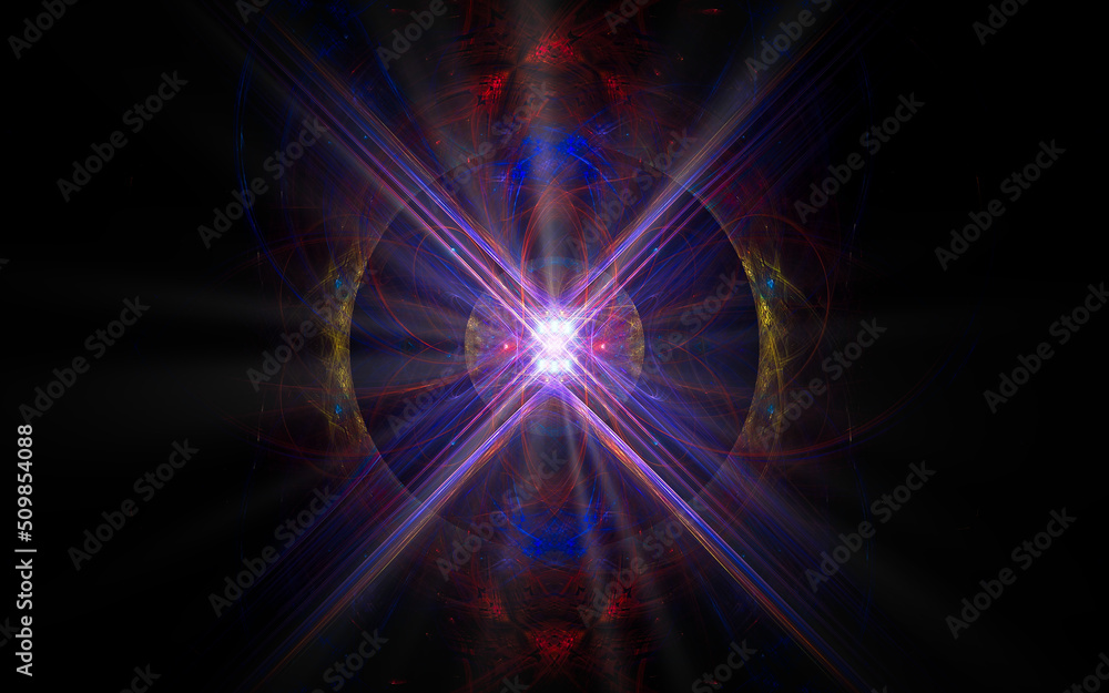 Leinwandbilder digital illustration abstract image generated fractal background image portal pattern of various geometric shapes and lines of various colors for computer graphics or web design
