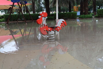 red flamingo in the lake