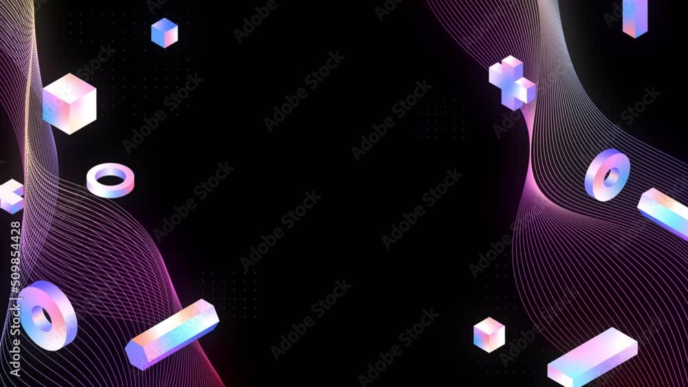 Poster abstract 3d geometric shapes loop animation. modern background, seamless motion design, screensaver,
