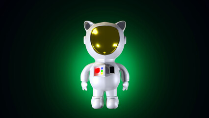 Space cat man on black background  with 3D rendering.