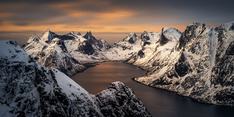 Kjerkfjorden among mountains - 509854821