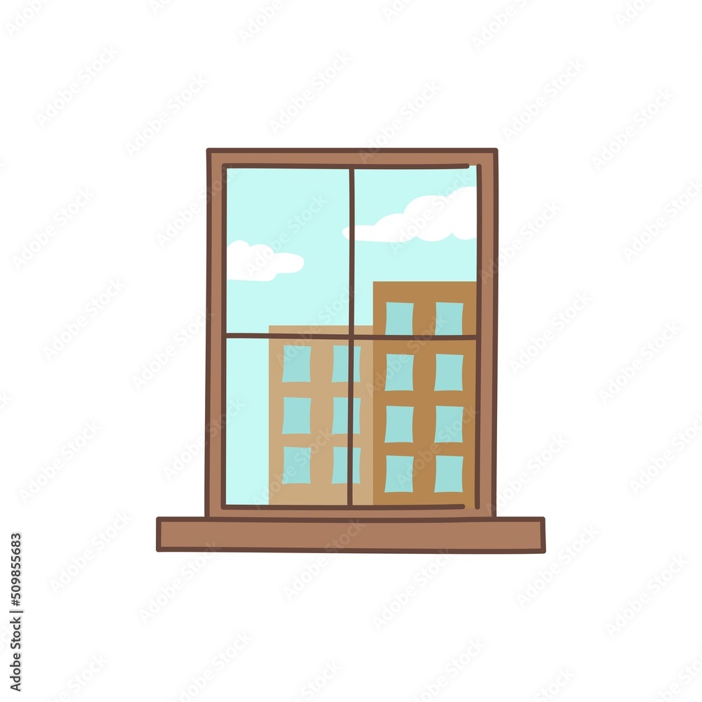 Poster day outside the window color line icon. pictogram for web page