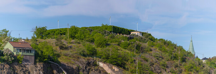 Fototapeta premium The restaurant hill Fåfängan a vista point over the harbor a sunny summer day in Stockholm