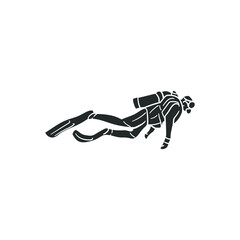 Scuba Icon Silhouette Illustration. Sea Diver Vector Graphic Pictogram Symbol Clip Art. Doodle Sketch Black Sign.