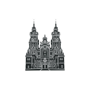 recommend clip art: Santiago de Compostela Icon Silhouette Illustration. Cathedral Vector Graphic Pictogram Symbol Clip Art. Doodle Sketch Black Sign.