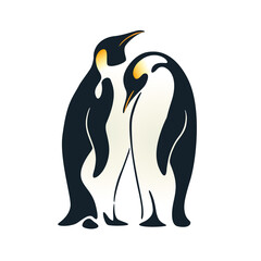 Cute animal. Couple of penguin, loving couple.Vector illustration for poster, postcard. 