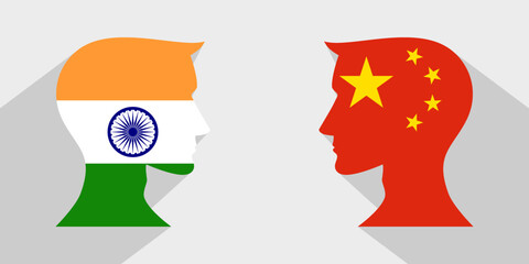 face to face concept. indian vs chinese
