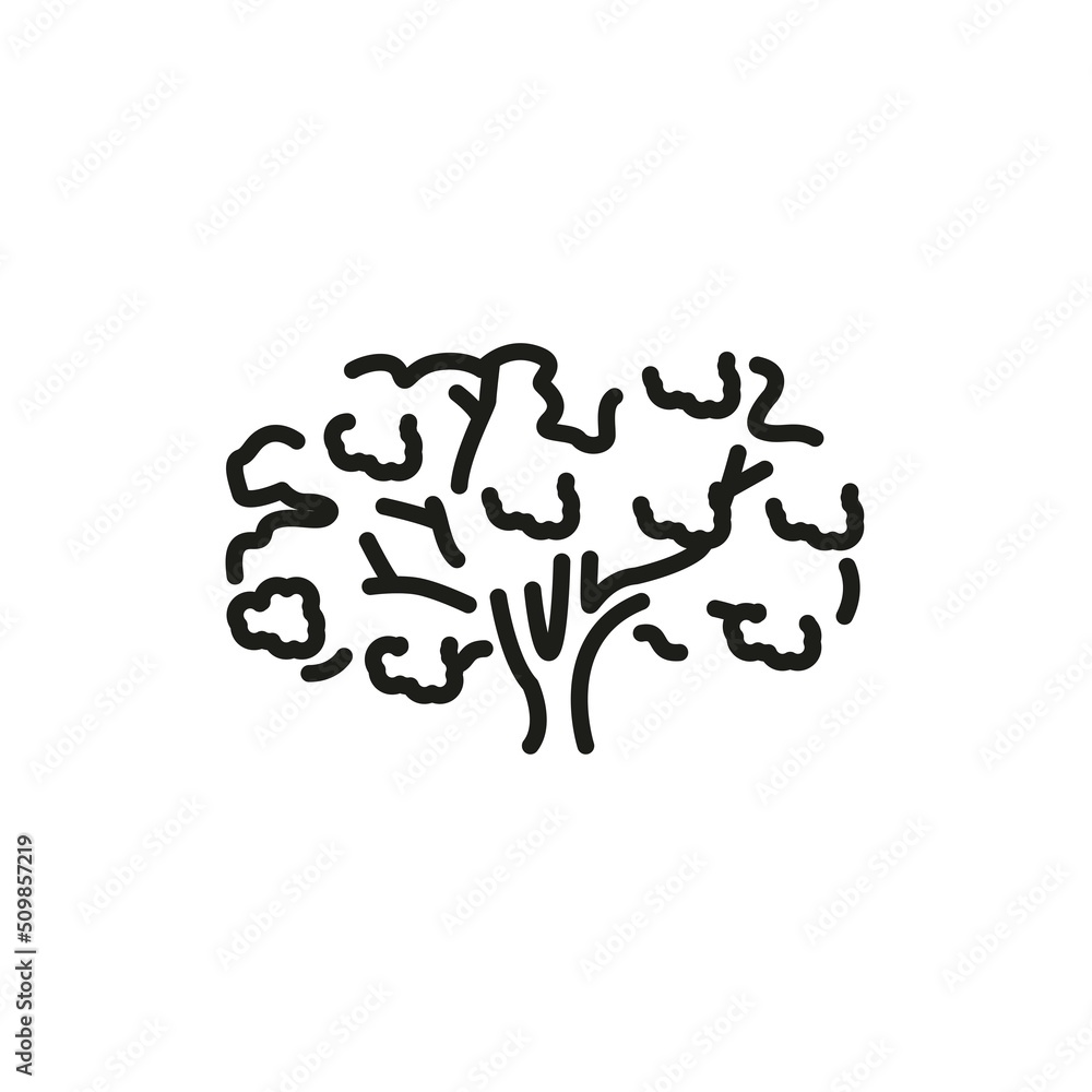 Poster sakura tree color line icon. pictogram for web page
