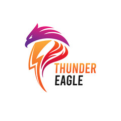 Thunder and Eagle Silhouette Combination, Modern Logo Design.