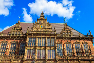 Fototapeta na wymiar Bremen City Hall or Rathaus in the old town of Bremen, Germany