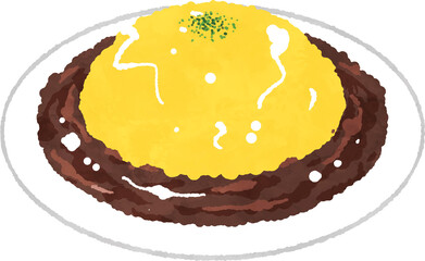 デミグラスソースオムライスのイラスト