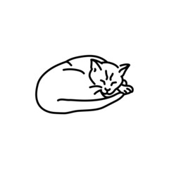 Sleeping cat color line icon. Pictogram for web page