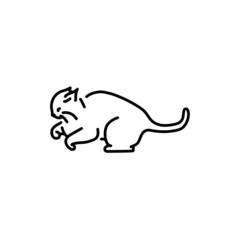 Evil cat fights color line icon. Pictogram for web page