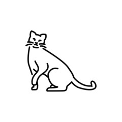 Happy cat sitting color line icon. Pictogram for web page
