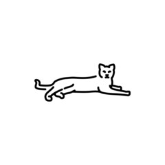 Lying happy cat color line icon. Pictogram for web page