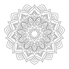 Zentangle inspired mandala zen doodle illustration with tribal boho chic ornaments. Oriental ornamental background.