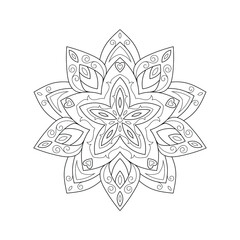 Zentangle inspired mandala zen doodle illustration with tribal boho chic ornaments. Oriental ornamental background.