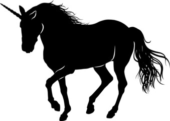 Unicorn Silhouette, Mythical Horned Horse Graphic