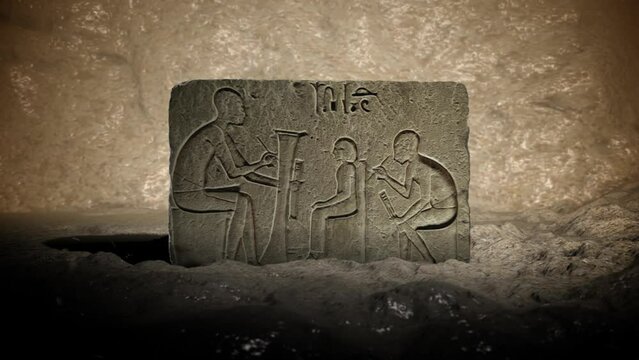 Ancient Egyptian Hieroglyphs on a Brick