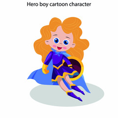 Obraz na płótnie Canvas Hero boy icon cute cartoon character sketch