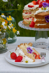 Scandinavian midsummer strawberry and cream cake