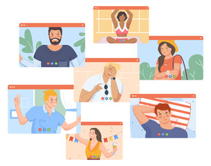 Online group video chat. Team web conference