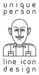 vector illustration of unique authentic imaginary person line icon user profile picture isolated on white background
