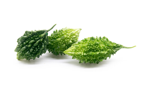 Bitter melon or Bitter gourd isolated on white background, healthy vegetable