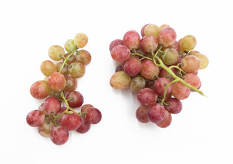 Red grapes placed on background, View from directly above.
