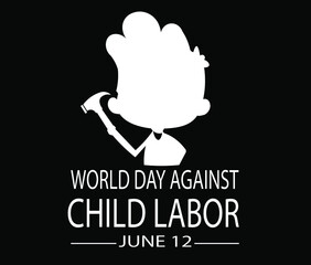 Young boy with hammer in hand conceptual illustration vector.