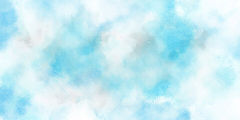 Blue watercolor vector background. Abstract hand paint splash stain backdrop banner. Abstract light blue watercolor for background. panorama blue sky background with white clouds. 
