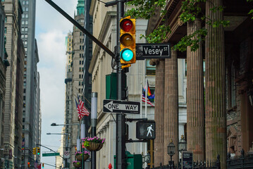 Downtown new york city street light