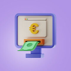 Premium Online Shopping Money Finance 3d icon 3d rendering on isolated background