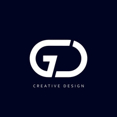 GD Logo Design, Creative Professional Trendy Letter GD Monogram in Black and White Color